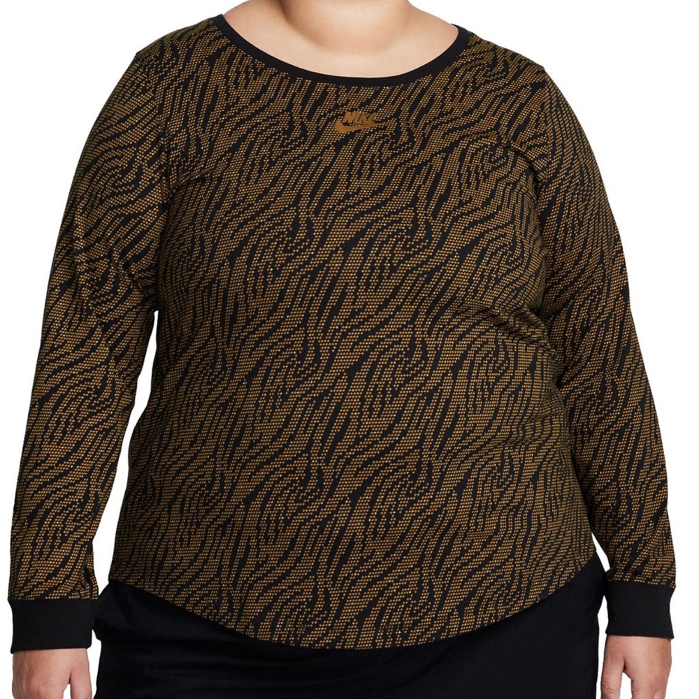 Nike Brown and Black Fitted Hoodie Long Sleeve